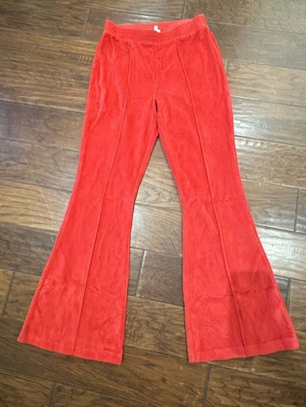Aerie Red Ribbed Velour Flare Pants